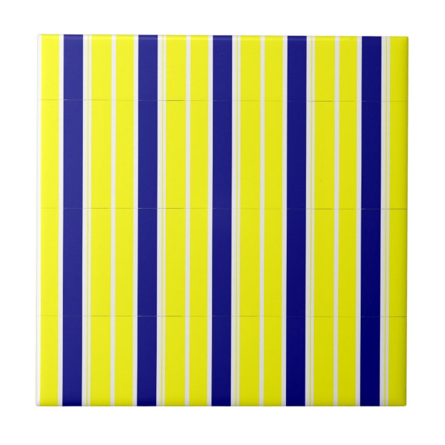 Azulejo Amarillo y Blanco con Franja Azul (Frente)