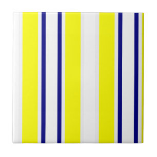 Azulejo Amarillo y Blanco con Franja Azul