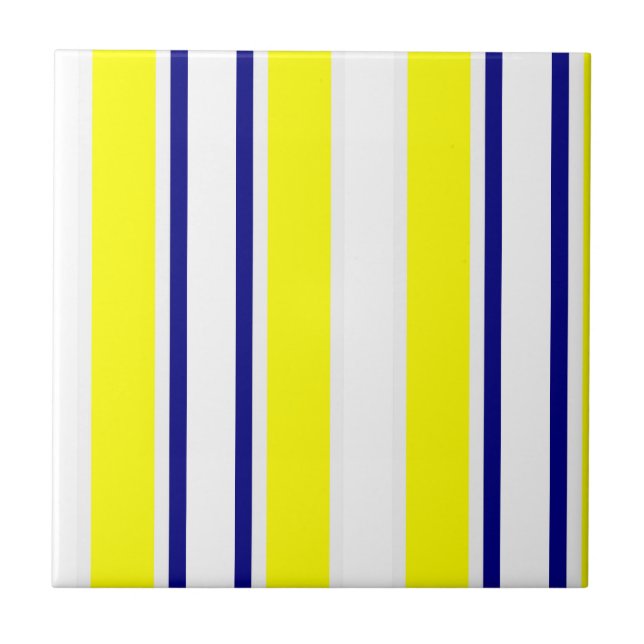 Azulejo Amarillo y Blanco con Franja Azul (Frente)