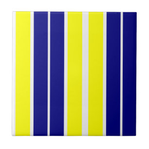 Azulejo Amarillo y Blanco con Franja Azul