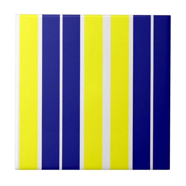 Azulejo Amarillo y Blanco con Franja Azul (Frente)