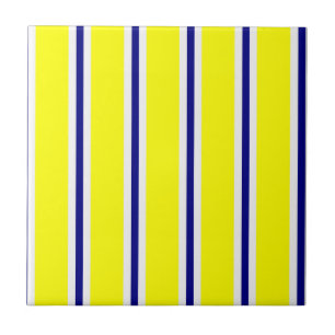 Azulejo Amarillo y Blanco con Franja Azul