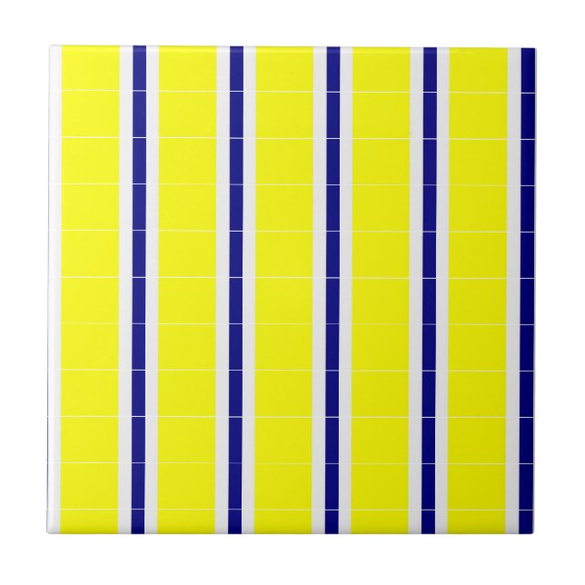 Azulejo Amarillo y Blanco con Franja Azul (Frente)