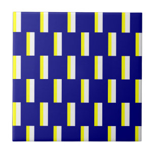 Azulejo Amarillo y Blanco con Franja Azul