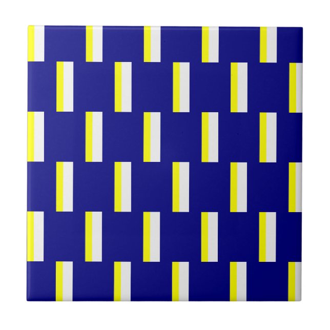 Azulejo Amarillo y Blanco con Franja Azul (Frente)