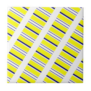 Azulejo Amarillo y Blanco con Franja Azul