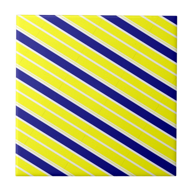 Azulejo Amarillo y Blanco con Franja Azul (Frente)