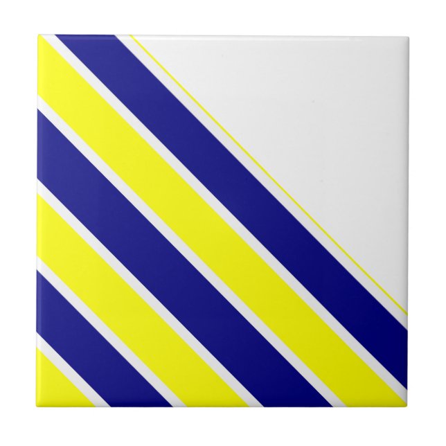Azulejo Amarillo y Blanco con Franja Azul (Frente)