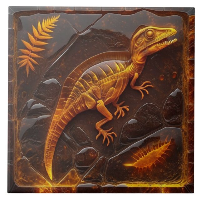 Azulejo Amber Ceramic Dinosaur Fossil Tiles (Frente)