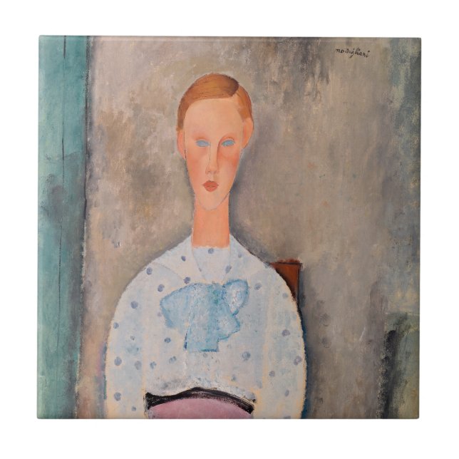 Azulejo Amedeo Modigliani - Chica con una blusa polka-dot (Frente)