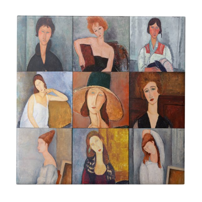 Azulejo Amedeo Modigliani - Collage de obras maestras (Frente)