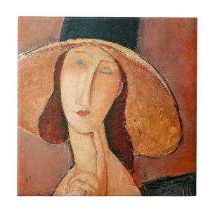 Azulejo Amedeo Modigliani - Jeanne Hebuterne en gran Gorra