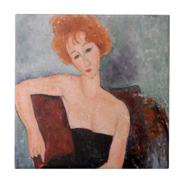 Azulejo Amedeo Modigliani - Vestido nocturno Chica pelirro
