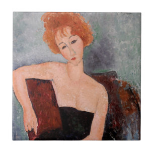 Azulejo Amedeo Modigliani - Vestido nocturno Chica pelirro