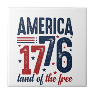 Azulejo América 1776 Tierra de la Libertad Camiseta Patrió