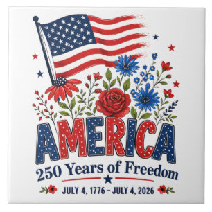 Azulejo América 250 Años de Libertad Bandera Floral