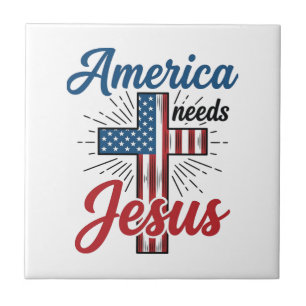 Azulejo América Necesita Jesús Diseño de Camiseta Cruz Pat
