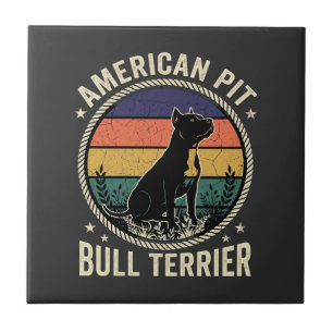 Azulejo American Pit Bull Terrier Perro Cuerda Atardecer V