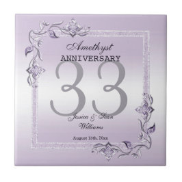 Azulejo Amethyst Gem y Purpurina 33° Aniversario Boda