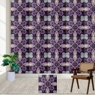 Azulejo Amethyst Geode Kaleidoscope Tile