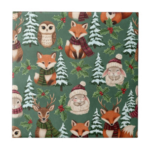 Azulejo Amigos encantadores del bosque invernal – Animal f