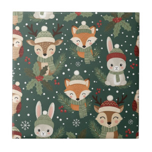 Azulejo Amigos encantadores del bosque invernal – Animal f