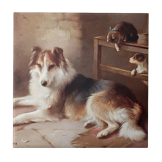 Azulejo Amigos - gatito del perro - perrito