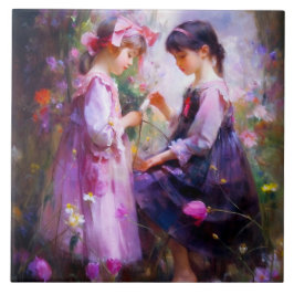 Azulejo Amigos y flores 2