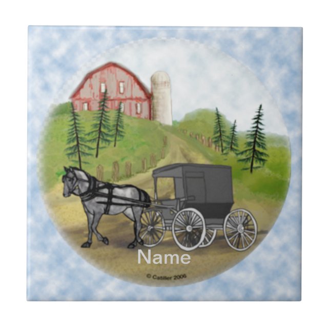 Azulejo Amish Buggy Returning tile (Frente)