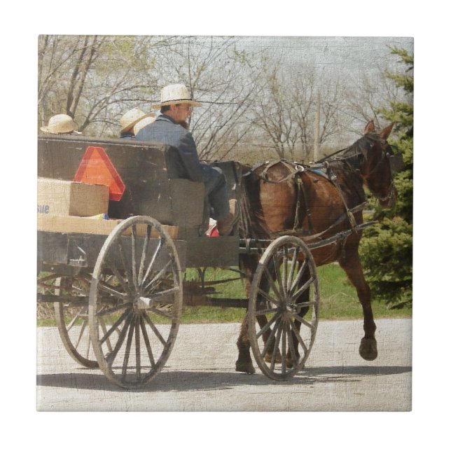 Azulejo Amish Family Heading Home (Frente)