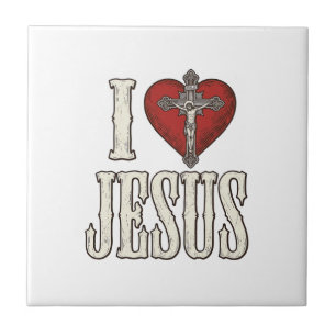 Azulejo Amo a Jesús Grabado Vintage Diseño de Camiseta de