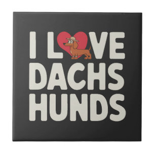 Azulejo Amo a los Dachshunds Dibujos Animados Lindos