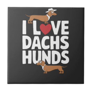 Azulejo Amo a los Dachshunds divertido gráfico para amante