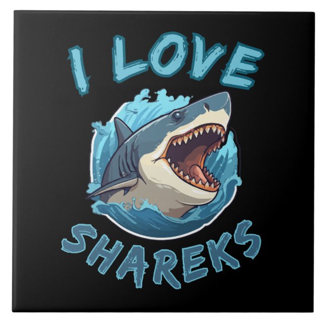 Azulejo Amo a los tiburones Fisher (Frente)