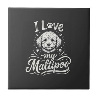 Azulejo Amo a mi amante del perro Maltipoo