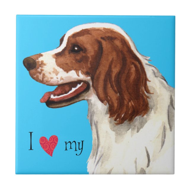 Azulejo Amo a mi irlandés Red and White Setter (Frente)