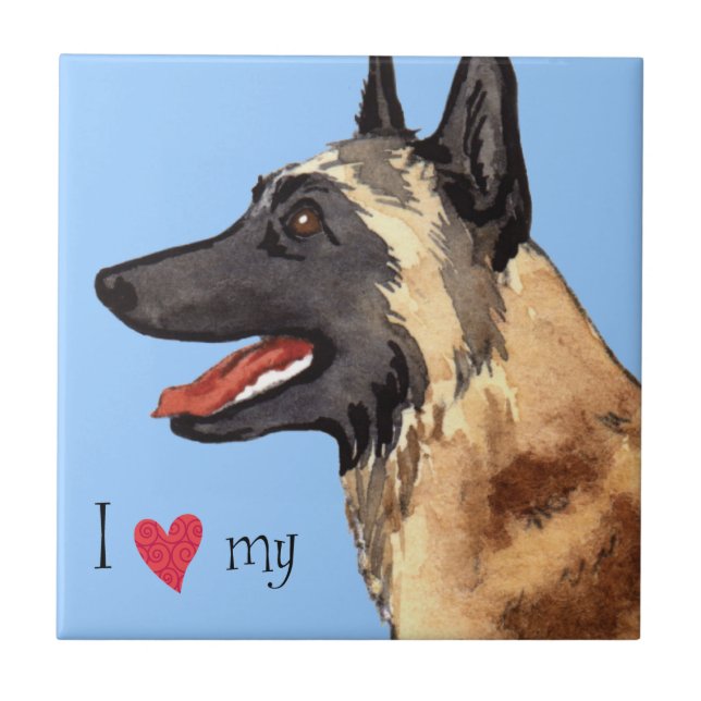 Azulejo Amo a mi malinois belga (Frente)