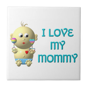 Azulejo Amo a mi mamá Bouncing Baby with Heart & Rattles