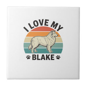 Azulejo Amo a mi perro Blake Diseño de grabado retro_1