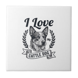 Azulejo Amo a mi perro de ganado Diseño de grabado vintage