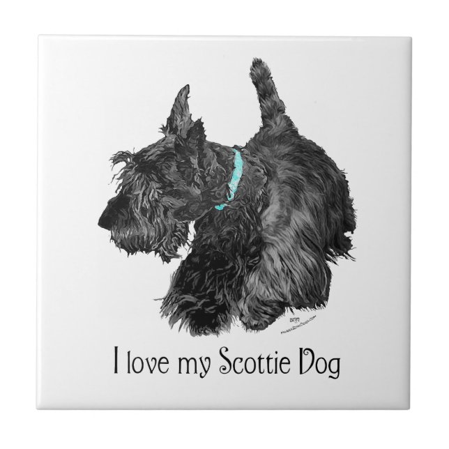 Azulejo Amo a mi perro Scottie (Frente)
