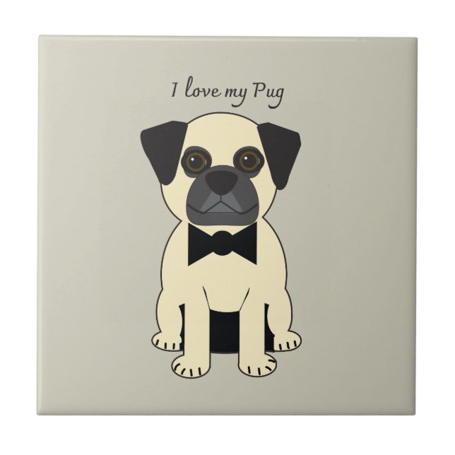 Azulejo Amo a mi Pug (Frente)