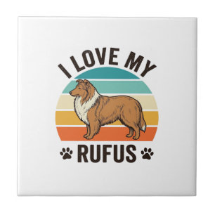 Azulejo Amo a mi Rufus Diseño de perro vintage_1