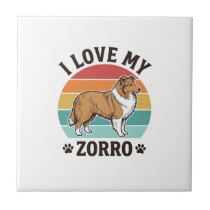 Azulejo Amo a mi Zorro Diseño Vintage Amante de los Perros