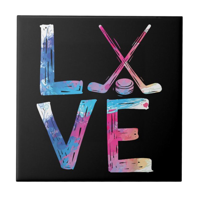 Azulejo Amo Chicas de hockey sobre hielo Regalos de hockey (Frente)