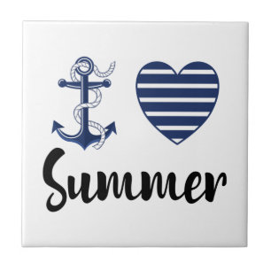 Azulejo Amo el Verano, Ancla y Corazón