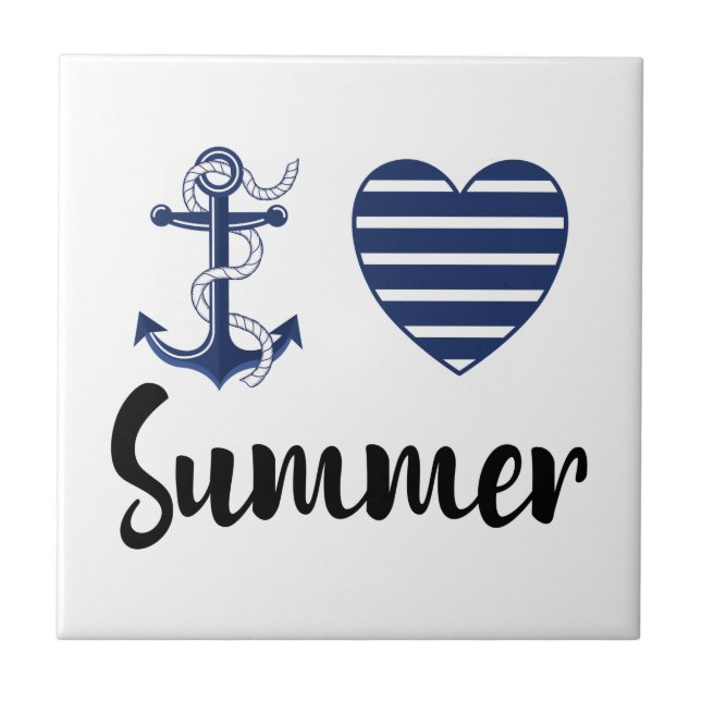 Azulejo Amo el Verano, Ancla y Corazón (Frente)