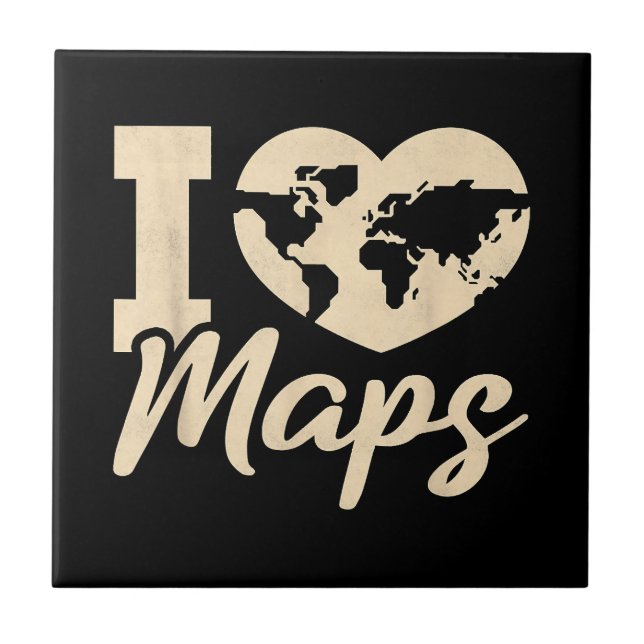 Azulejo Amo los mapas, Geografía (Frente)
