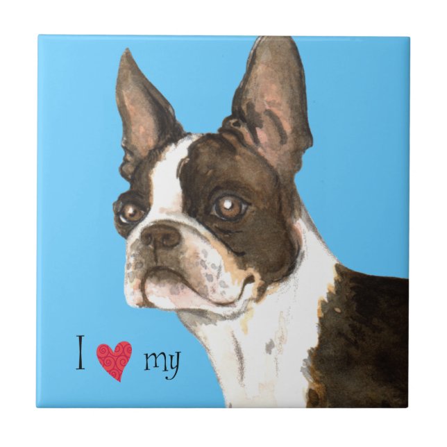 Azulejo Amo mi Boston Terrier (Frente)