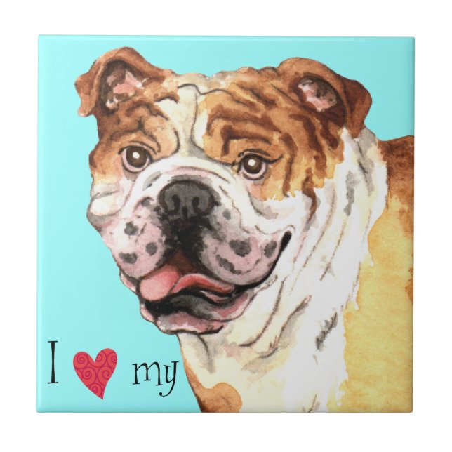 Azulejo Amo mi Bulldog (Frente)